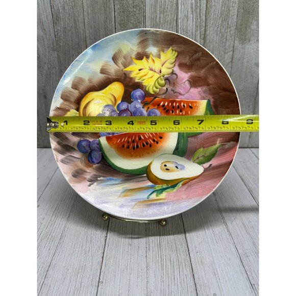 Vintage MCM Ucago Japan Nagasaki Still Life Fruit Painted Wall Plate 8.5" DIA - Picture 5 of 6